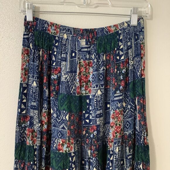 Vintage Patchwork Prairie Western Boho Cottagecore Cowgirl Peasant Maxi Skirt OS - Picture 7 of 10